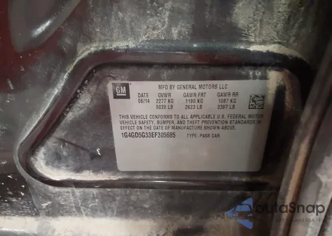 2014 Buick Lacrosse Premium I Group из США, поврежденный, VIN 1G4GD5G33EF305685